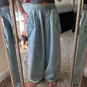 One Teaspoon Light Blue Elastic Waistband Pants